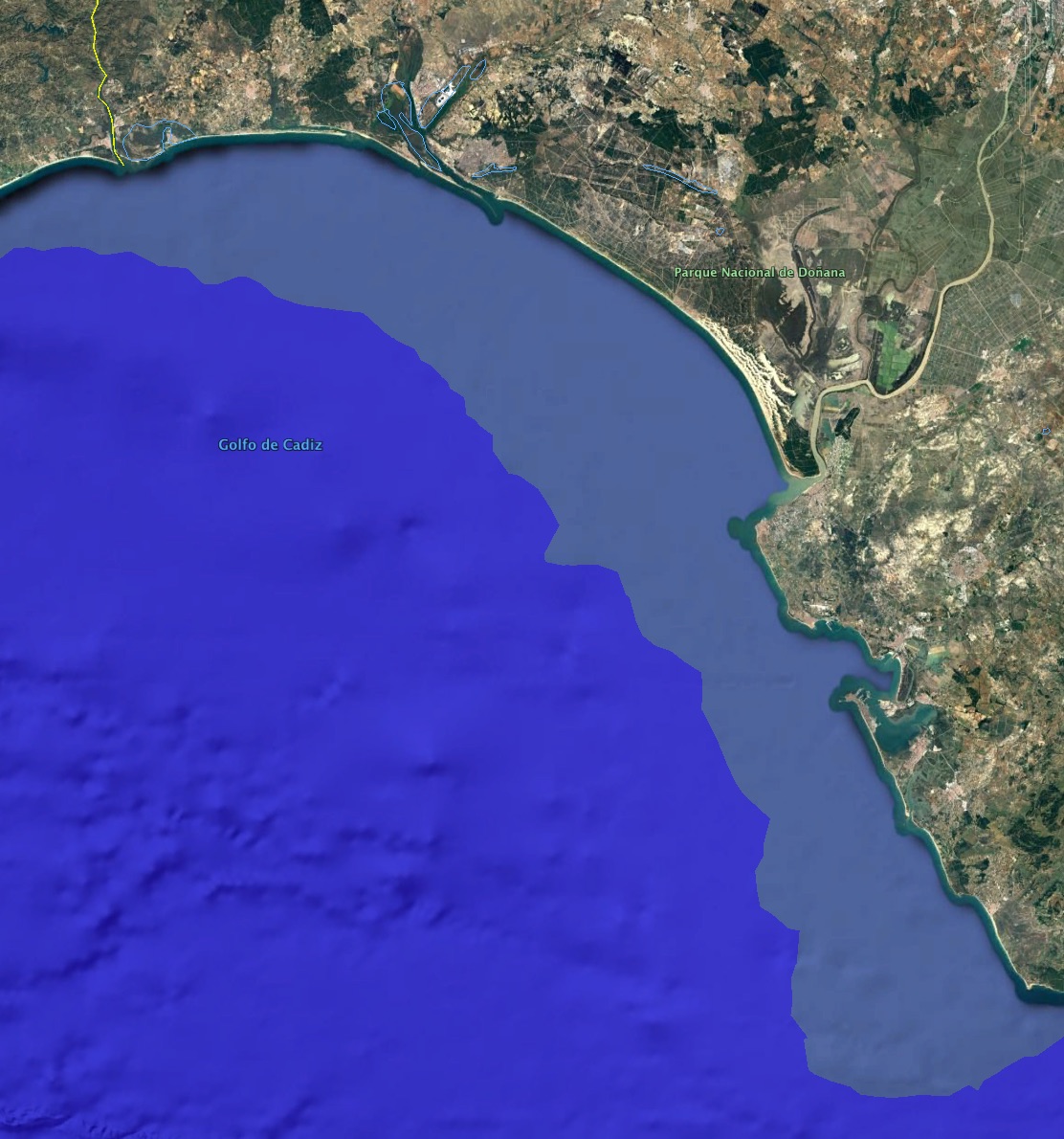 Gulf of cadiz coastline 10,000 years ago at -50m sea level Gulf of Cadiz