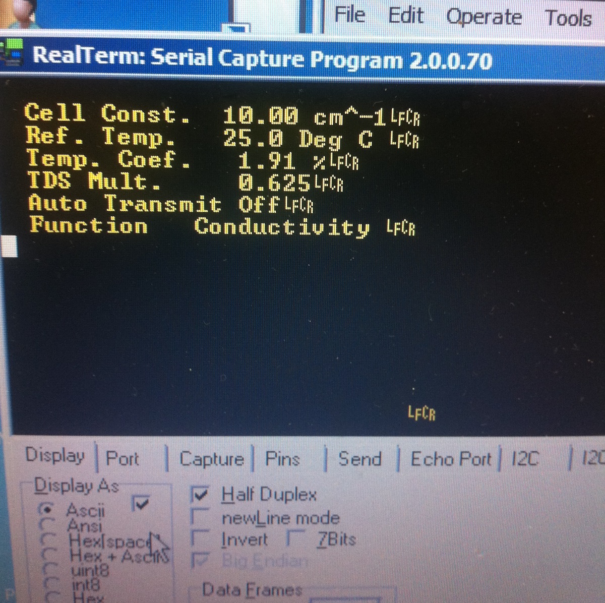 startup output at serial port